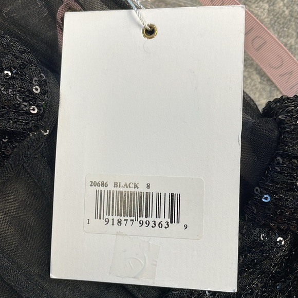 NWT Mac Duggal One Shoulder Sheer Bustier Side Drape Sequin Dress Mini Black 8 - Picture 12 of 16